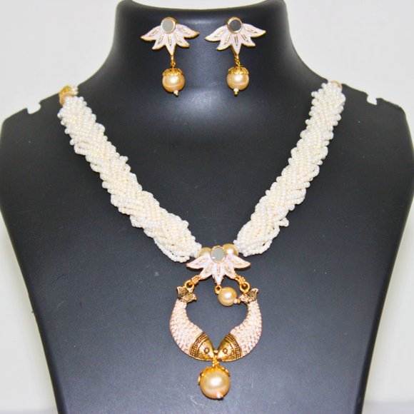 Jewelry - COPY - Gold Necklace with Pearl Beads Off White Pearl Necklace Jewellery for Wo…